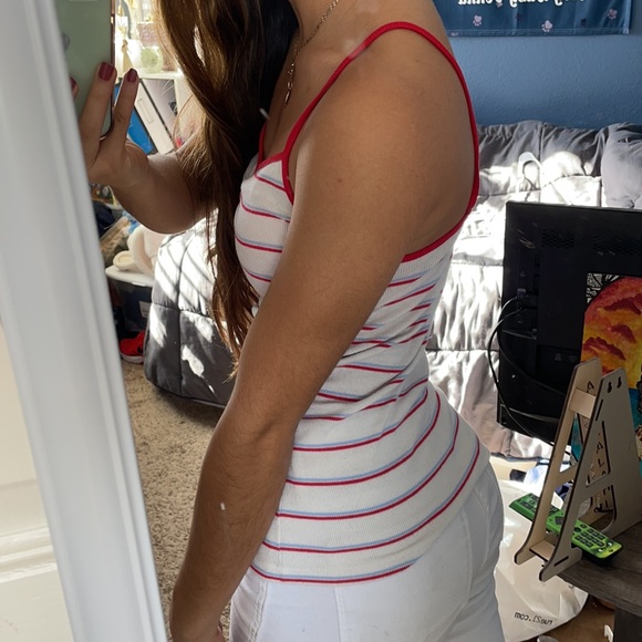 Red White and Blue Stripped Cinched Tank - Picture 4 of 5